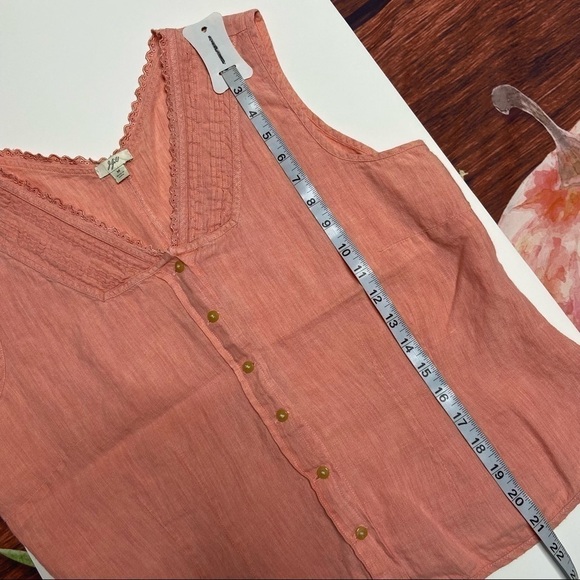 J. Jill Linen Sleeveless Button-front Top - Orange - M - Picture 5 of 7